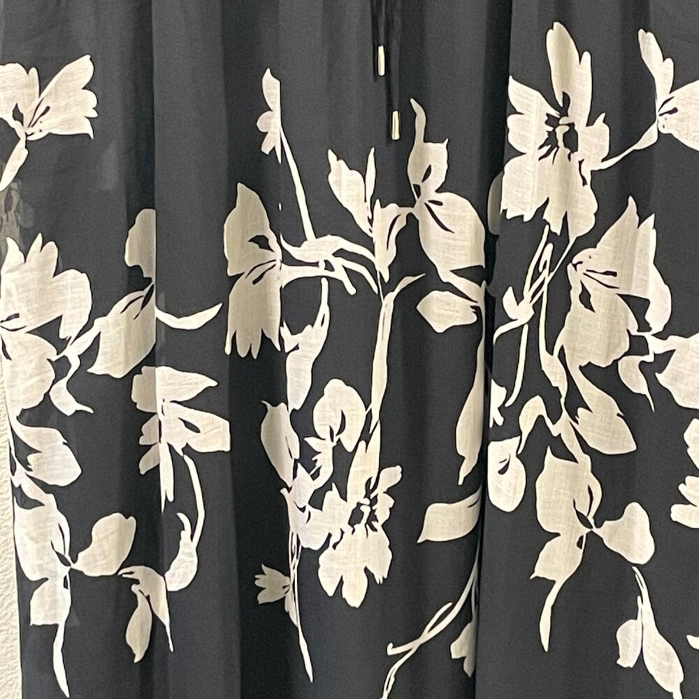 TAYLOR Sheer Lined Short Sleeve Peplum V-Neck Maxi Dress Floral Blk/Wht 18W NWT - Picture 6 of 12